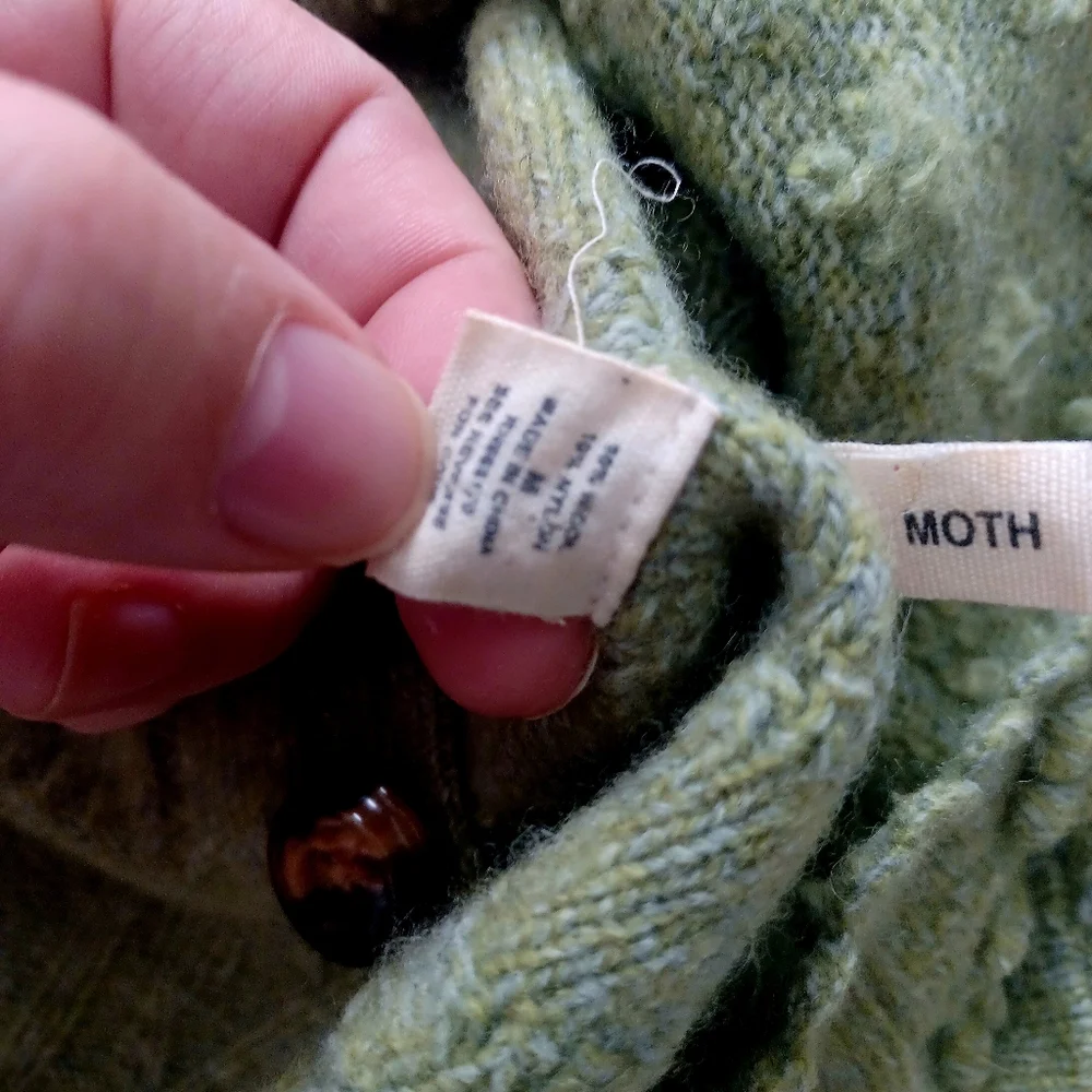 Anthropologie Moth Green Peplum Sweater with Buttons - Medium Marled Wool Blend - Picture 3 of 9